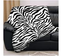 Lions Animal Skin Fleece Throw Blanket - 100% Polyester, Premium Faux Fur Warm Cosy Printed Pattern Throws for Sofa Bed Settee, Extra Large (Zebra Skin - Mono, Double -150x200cm)