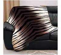 Lions Animal Skin Fleece Throw Blanket - 100% Polyester, Premium Faux Fur Warm Cosy Printed Pattern Throws for Sofa Bed Settee, Extra Large (Tiger Skin - Natural, Double -150x200cm)