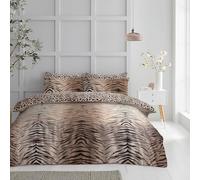 Lions Animal Skin Print Bedding - Tiger Single Bed Duvet Cover Sets with Matching Pillowcase, Ultra Soft Reversible Quilt Covers, Bedroom Accessories, Brown, 137x200cm