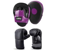 Lions Bag Mitts and Pads Set - Boxing Mma Focus Punch Bag Hook & Jabs Gloves (Injection - Purple, Senior)