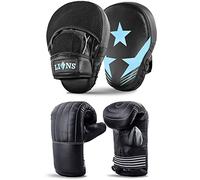 Lions Bag Mitts and Pads Set - Boxing Mma Focus Punch Bag Hook & Jabs Gloves (MaxStar - Blue, Senior)