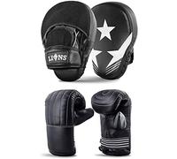 Lions Bag Mitts and Pads Set - Boxing Mma Focus Punch Bag Hook & Jabs Gloves (MaxStar - White, Senior)