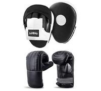 Lions Bag Mitts and Pads Set - Boxing Mma Focus Punch Bag Hook & Jabs Gloves - (Mesh White