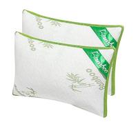 Lions Bamboo Pillow Pack of 2 - Premium Hotel Quality Anti-Allergy Memory Foam Pillows for Neck Back Support with Removable Zip Washable Cover, Shredded Orthopedic