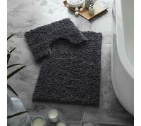 Lions Bath Mat Set - Ultra Soft Fluffy Bathroom Mat Sets 2 Piece, Absorbent Bathroom Rugs, Non Slip Microfiber Bathmat, Machine Washable, Shaggy Rug, 50x80cm, 100% Polyester (Black)