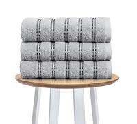 Lions Bath Sheet Towels 3 Pack - Premium Striped 100% Egyptian Cotton Towel Set 90x150cm - Ultra Soft and Highly Water Absorbent, Extra Large Thick Bathroom Sheets, Silver Grey