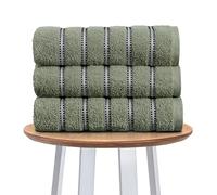 Lions Bath Sheet Towels 3 Pack - Premium Striped 100% Egyptian Cotton Towel Set 90x150cm - Ultra Soft and Highly Water Absorbent, Extra Large Thick Bathroom Sheets, Sage Green