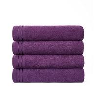 Lions Bath Towels - Set of 4 Bathroom Large Bath Sheets, 100% Luxury Cotton, 500 GSM 75X135CM, Highly Absorbent and Quick Dry Extra Large Bath Towel, Bathroom Accessory Set, Purple