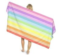 Lions Beach Towel - 100% Polyester - Sand Free Rainbow Stripe Beach Towels for adults 100x200cm - Extra Large Microfibre Pool Towels, Quick Dry Lightweight, Ideal for Swimming