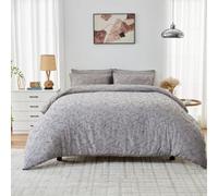 Lions Bedding - Dark Grey King Size Duvet Cover Sets with Matching Pillowcase, 100% Polyester, Microfibre Soft Touch Floral Embossed Texture 3 Pcs Quilt Covers Bed, 230x220cm