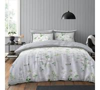 Lions Bedding - Double Bed Duvet Cover Sets - Soft Poly Cotton Reversible Floral Quilt Bedding with Matching Pillowcase, Soft Printed Flowers Pattern, Silver Grey