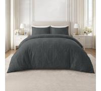 Lions Bedding - Luxury Charcoal Double Duvet Cover Sets with Matching Pillowcase, 100% Polyester, Embossed Texture Microfibre Soft Touch 3 Pcs Quilt Covers Bed, 200x200cm