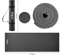 Lions Black Yoga Mat with Carry Straps, Ideal 6mm Thick Mats for Exercise Fitness Pilates indoor Outdoor Camping Beach Travel, 181 x 61 cm