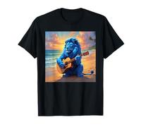 Lions Blue Lion Playing Guitar Ocean SEA T-Shirt