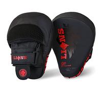 Lions Botega Focus Pads Red, Boxing Hook and Jabs Mitts Sparring Punching Punch Bag Martial Arts MMA Kickboxing Strike Target Coach Training Workout Gloves