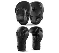 Lions Boxing Gloves and Pads - Hook & Jab Mitts Sparring Gloves Set Mma Punch Bag Training Kit (Max-Star Black, 10oz)