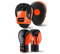 Lions Boxing Gloves and Pads - Hook & Jab Mitts Sparring Gloves Set Mma Punch Bag Training Kit (Mesh Orange, 10oz)