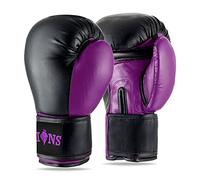 Lions Boxing Gloves for Men Women - Injection Mould Sparring Muay Thai Pro Training, Leather MMA Punch Bag, Heavy Punching Focus Mitts Pads Workout (Purple, 10oz)