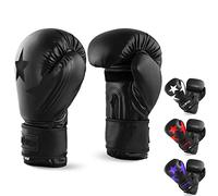 Lions Boxing Gloves MMA Punch Bag Training Mitts 6oz, 8oz, 10oz, 14oz, 16oz, Black, Pink, Red (Black Star, 14oz)