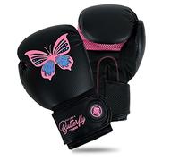 Lions Boxing Gloves MMA Punch Bag Training Mitts 6oz, 8oz, 10oz, 14oz, 16oz, Black, Pink, Red (Butterfly Black/Pink, 10oz)