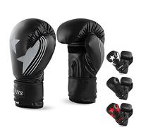 Lions Boxing Gloves MMA Punch Bag Training Mitts 6oz, 8oz, 10oz, 14oz, 16oz, Black, Pink, Red (Grey Star, 10oz)