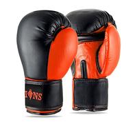 Lions Boxing Gloves MMA Punch Bag Training Mitts 6oz, 8oz, 10oz, 14oz, 16oz, Black, Pink, Red (Injection Mould, Orange, 10oz)