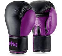 Lions Boxing Gloves - Premium Faux Leather, Pro Sparring Training Muay Thai Gloves, MMA Punching Kickboxing Bag Focus Mitts Fighting Training Workout for Men Women (INJECTION MOULD PURPLE, 10OZ)