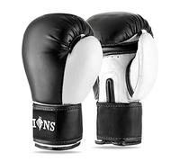 Lions Boxing Gloves - Premium Faux Leather, Pro Sparring Training Muay Thai Gloves, MMA Punching Kickboxing Bag Focus Mitts Fighting Training Workout for Men Women (INJECTION MOULD WHITE, 6OZ)