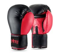 Lions Boxing Gloves - Premium Faux Leather, Pro Sparring Training Muay Thai Gloves, MMA Punching Kickboxing Bag Focus Mitts Fighting Training Workout for Men Women (INJECTION MOULD RED, 6OZ)