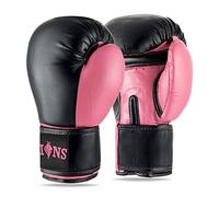 Lions Boxing Gloves - Premium Faux Leather, Pro Sparring Training Muay Thai Gloves, MMA Punching Kickboxing Bag Focus Mitts Fighting Training Workout for Men Women (INJECTION MOULD PINK, 6OZ)
