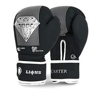 Lions Boxing Gloves - Premium Faux Leather, Pro Training Sparring Muay Thai Gloves, MMA Kickboxing Punching Bag Focus Mitts Fighting Training Workout Men Women (10oz, Carter White)
