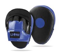 Lions Boxing Pads - Punch Bag Training MMA Hook & Jab Focus Mitts Thick Padded Pair (Mesh Blue)