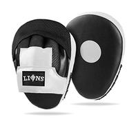 Lions Boxing Pads - Punch Bag Training MMA Hook & Jab Focus Mitts Thick Padded Pair (Mesh White)