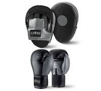 Lions Boys Boxing Gloves and Pads 6oz - Set of Sparring Punching Mma Focus Hook & Jab Training Mitts (GREY-MESH, 6OZ)
