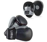Lions Boys Boxing Gloves and Pads - Set of Sparring Punching Mma Focus Hook & Jab Training Mitts (GREY-INJECTION, 6OZ)