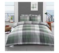 Lions Check Bedding Set - 3 Piece Single Duvet Cover with Pillowcase and Fitted Sheet, Soft Reversible Quilt Covers, Reversible Poly Cotton (1xDuvet Cover, 1xPillow Case, 1xBed Sheet)