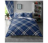 Lions Check Bedding Set - 4 Piece King Size Bed Duvet Cover with Pillowcase and Fitted Sheet, Soft Reversible Quilt Covers, (1 Duvet Cover, 2 Pillow Case, 1 Bed Sheet)