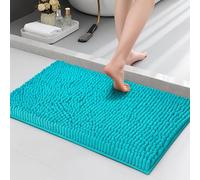 Lions Chenille Bath Mat - 50x80 cm - Extra Soft Non Slip Bathroom Mat, Super Absorbent Fluffy Absorbent Bathmat for Bathroom Floor, Machine Wahsable, Quick Dry Rug Foot Mats, Teal