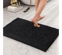 Lions Chenille Bath Mat - 50x80 cm - Extra Soft Non Slip Bathroom Mat, Super Absorbent Fluffy Absorbent Bathmat for Bathroom Floor, Machine Wahsable, Quick Dry Rug Foot Mats, Black