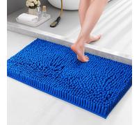 Lions Chenille Bath Mat - 50x80 cm - Extra Soft Non Slip Bathroom Mat, Super Absorbent Fluffy Absorbent Bathmat for Bathroom Floor, Machine Wahsable, Quick Dry Rug Foot Mats, Blue