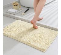 Lions Chenille Bath Mat - 50x80 cm - Extra Soft Non Slip Bathroom Mat, Super Absorbent Fluffy Absorbent Bathmat for Bathroom Floor, Machine Wahsable, Quick Dry Rug Foot Mats, Cream