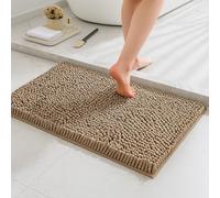 Lions Chenille Bath Mat - 50x80 cm - Extra Soft Non Slip Bathroom Mat, Super Absorbent Fluffy Absorbent Bathmat for Bathroom Floor, Machine Wahsable, Quick Dry Rug Foot Mats, Camel