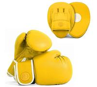Lions Children's Boxing Gloves and Pads Set - Ideal for Sparring Punching Martial Arts Punch Bag Training Workout Gym Fitness Workout Hook and Jabs Mitts (6oz, Plain-Yellow)