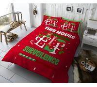 Lions Christmas Bedding Set - Xmas Double Bed Duvet Cover with Pillowcase, 100% Polyester Microfiber Breathable Reversible Quilt Covers, 200x200cm