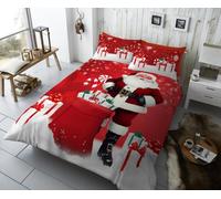 Lions Christmas Bedding Set - Xmas King Size Duvet Cover with Pillowcase, 100% Polyester Microfiber Breathable Reversible Quilt Covers, 230x220cm