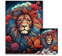Lion's Colorful Psychedelic Jigsaw Puzzles for Adults 1000 Piece Difficult Puzzles for Adults Challenging DIY Brain Teaser, Perfect Family Game Or Decorative Gift 1000 PCS(38x26cm)
