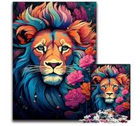 Lion's Colorful Psychedelic JigsawPuzzle 1000 Pieces for Adults Wooden Jigsaw Puzzles Colorful Home Decor & Interactive Family Game, 1000 PCS(75x50cm)