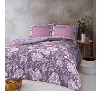 Lions Complete Bedding Set - 4 Pcs Pink Floral 1x Double Size Duvet Covers with 1x Fitted Sheets and Pillowcase Reversible Soft Poly Cotton Flower Quilt Covers Bed Girls Women