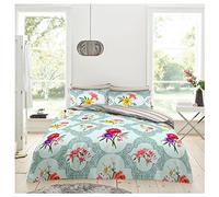 Lions Complete Bedding Set - Flower Printed Duvets Cover with Matching Pillowcase, Ultra Soft Reversible Poly Cotton Quilt Covers for Girls Women, Single Double King (Carmen, King)