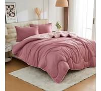 Lions Coverless Duvet Double - 200x200cm - 10.5 Tog Reversible Two Color Comforter - Waves Design, Soft Microfibre Warm Bed Quilt Bedding for All Seasons, Machine Washable, Pink
